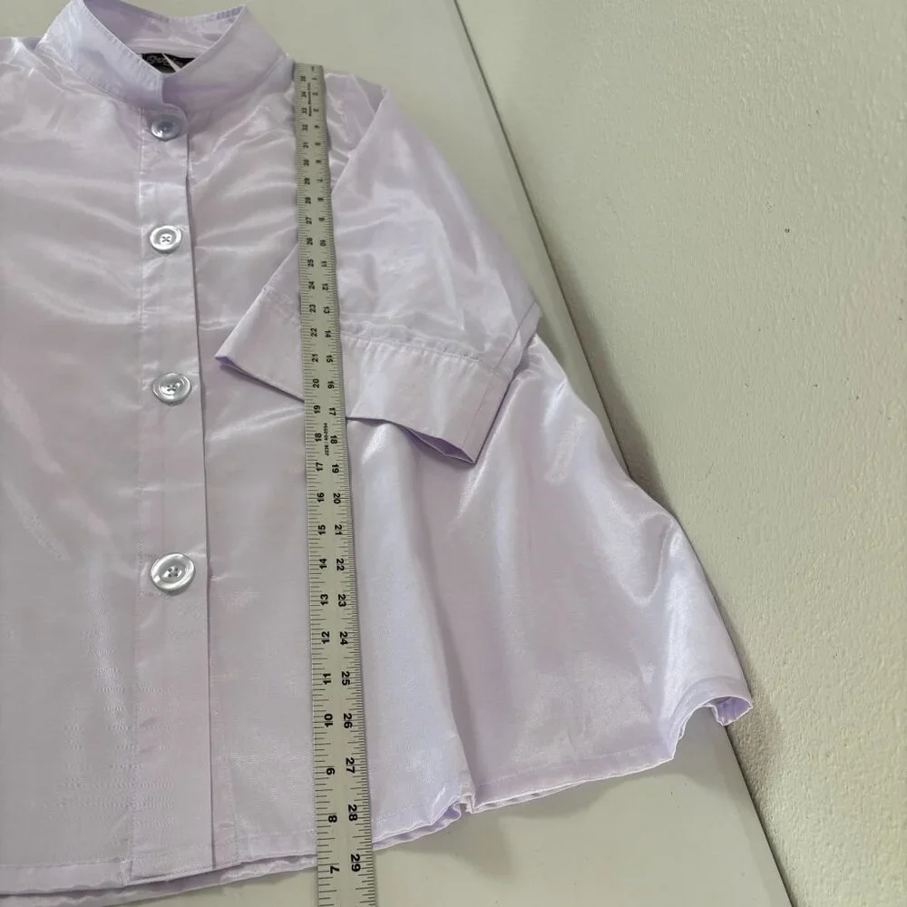 Breeke Swing Coat Jacket Size S M‎ Purple Shimmer Button Up Pocket Lagenlook NWT